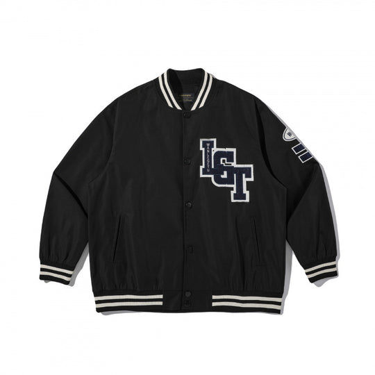 Unisex College-Bomberjacke mit gestepptem Patch, gestreiften Rippsäumen und Druckknopfleiste Nord Taschen