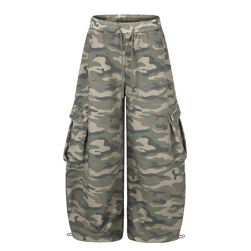 Damen Weite Cargohose im Camouflage-Design mit elastischem Bund und großen Taschen Nord Taschen