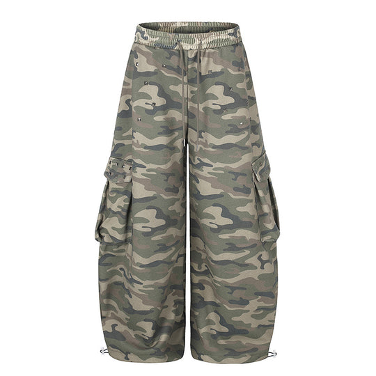 Damen Weite Cargohose im Camouflage-Design mit elastischem Bund und großen Taschen Nord Taschen