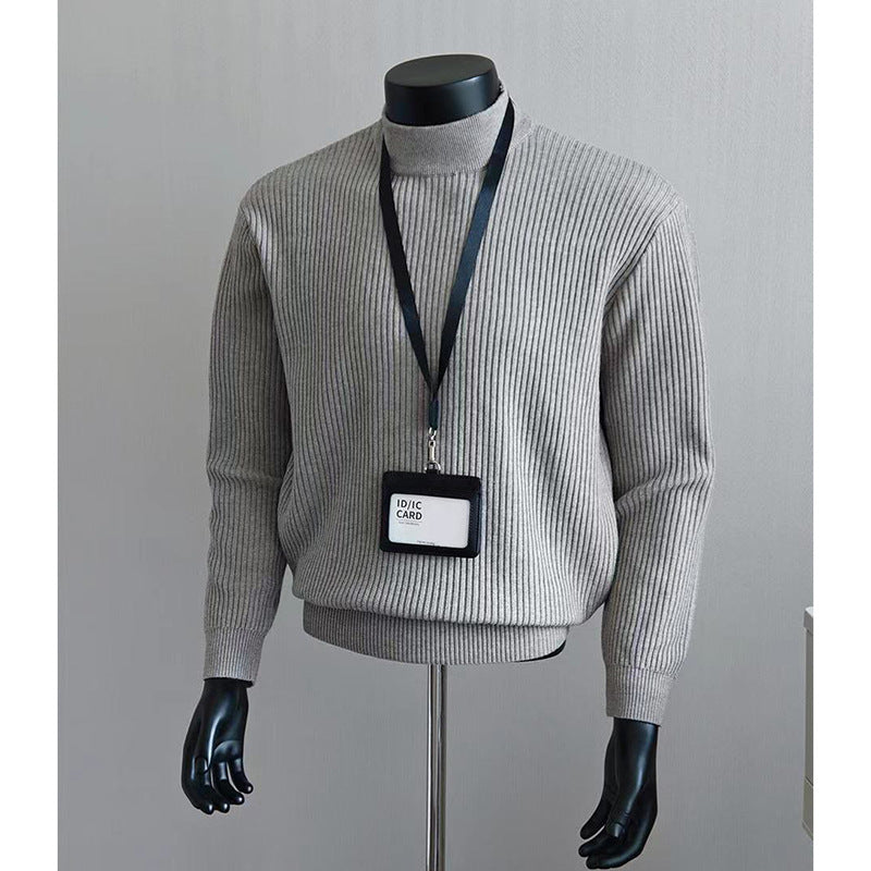 Herren Modischer Grobstrickpullover mit Stehkragen Nord Taschen