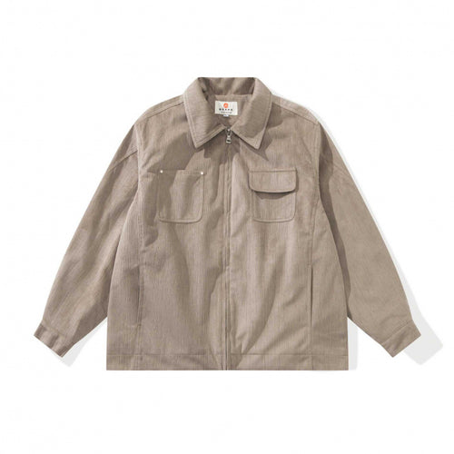 Unisex Kastenförmige Overshirt‑Jacke aus feiner Cordstruktur mit Brusttaschen und verdecktem Reißverschluss Nord Taschen