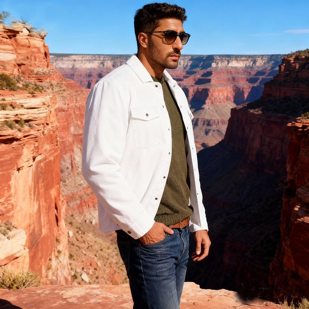 Herren Kordhemdjacke im Westernstil mit aufgesetzten Brusttaschen Nord Taschen