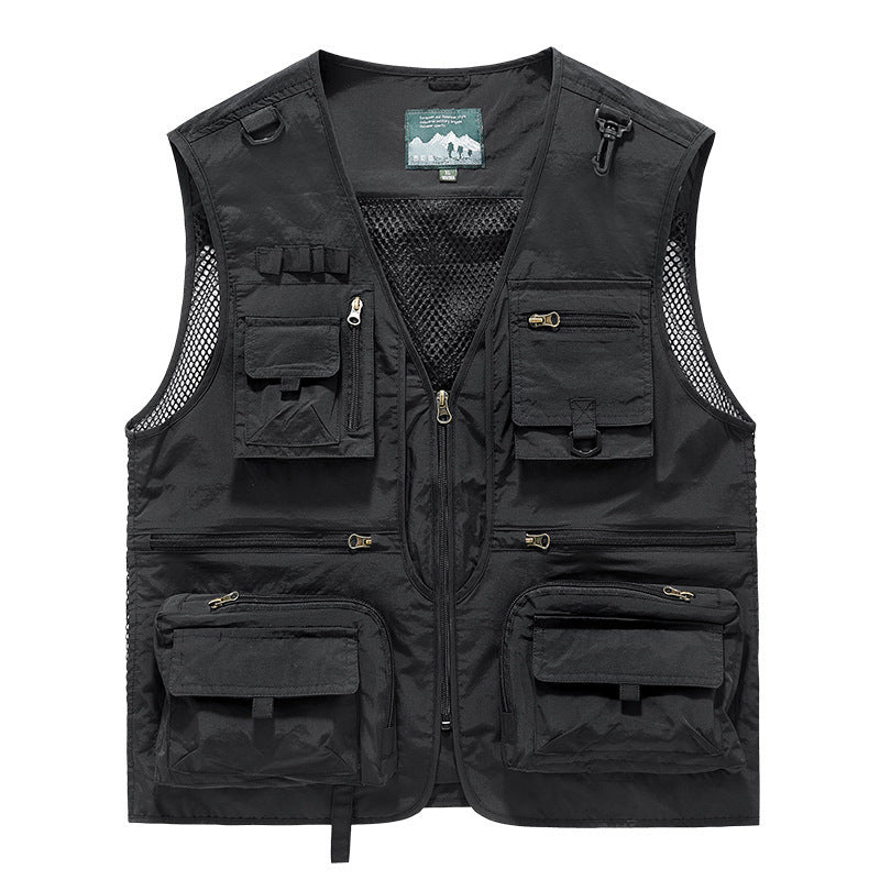 Herren Utility-Weste mit Multifachtaschen, Mesh-Belüftung und Reißverschluss Nord Taschen