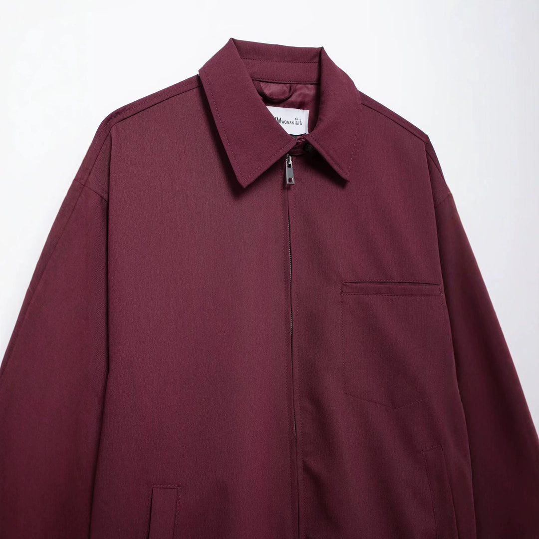 Damen Oversize Blousonjacke mit durchgehendem Reißverschluss und aufgesetzten Taschen Nord Taschen