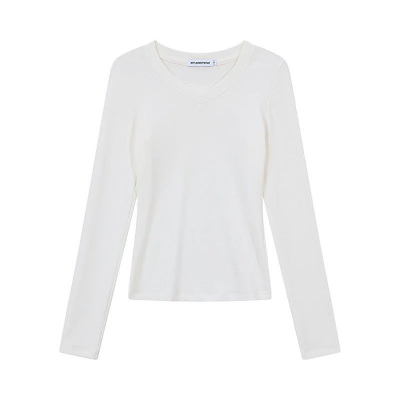 Damen Langarmshirt mit V-Ausschnitt und tailliertem Slim-Fit Nord Taschen