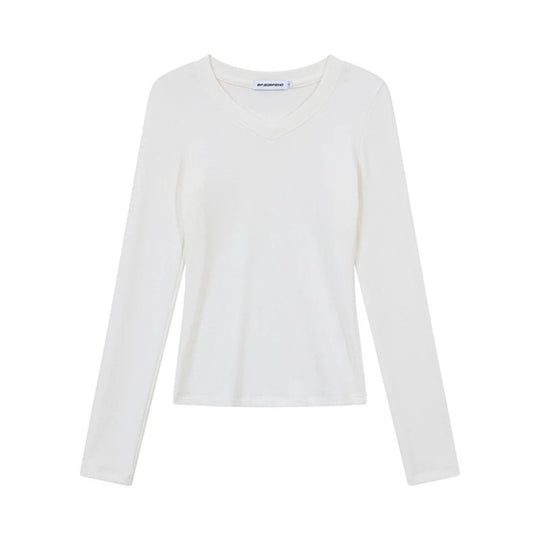 Damen Langarmshirt mit V-Ausschnitt und tailliertem Slim-Fit Nord Taschen