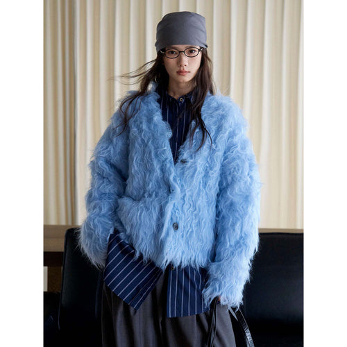 Damen Voluminöse Kapuzen‑Fellmütze aus Kunstfell mit Oversize‑Silhouette Nord Taschen