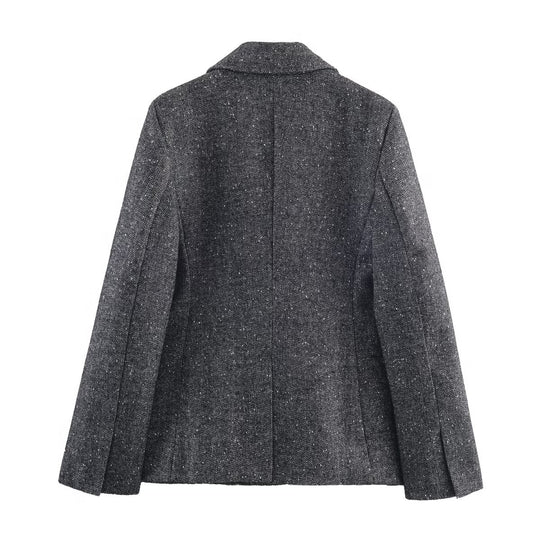 Damen Taillierter Tweed-Blazer mit Teilungsnähten und feiner Wollstruktur Nord Taschen