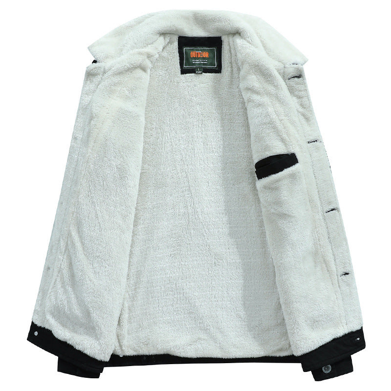Herren Canvas-Truckerjacke mit wärmender Teddyfleece-Innenfütterung und klassischem Hemdkragen Nord Taschen