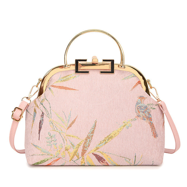 Damen elegante Handtasche mit kunstvoller Vogel-Stickerei Nord Taschen