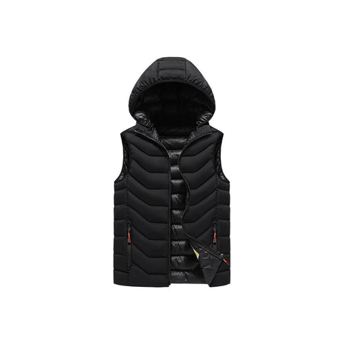 Herren Ärmellose Thermo-Utility‑Weste mit gesteppter Chevron‑Struktur, Kapuze und Zwei‑Wege‑Reißverschluss Nord Taschen