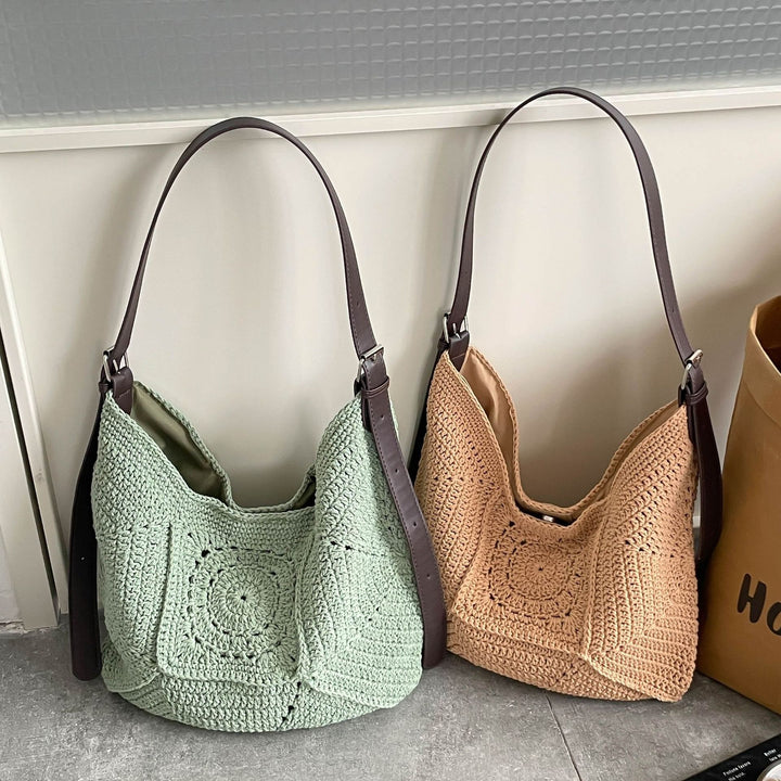 Damen Häkel-Handtasche mit strukturiertem Design und verstellbarem Schulterriemen Nord Taschen