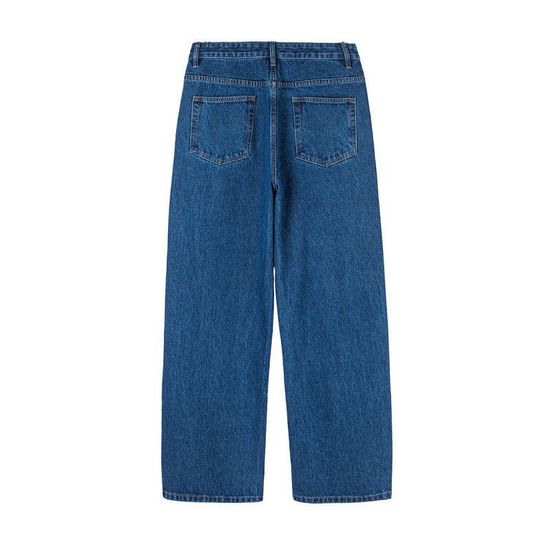 Damen Weite Denim-Jeans mit hoher Taille, geradem Bein und Fünf-Taschen-Design Nord Taschen