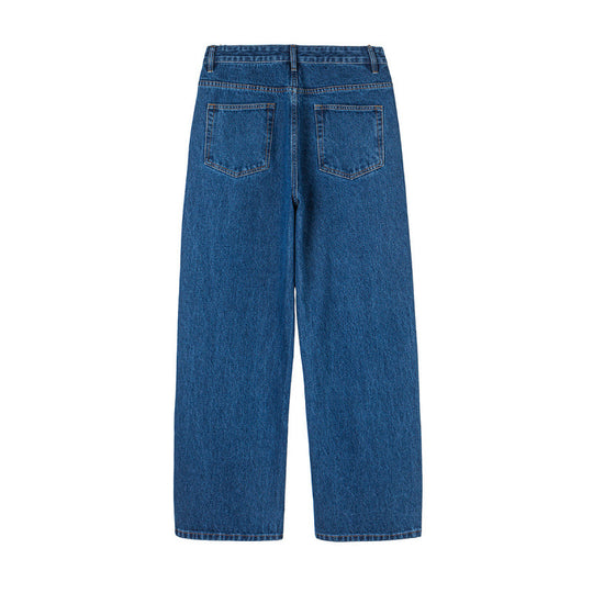 Damen Weite Denim-Jeans mit hoher Taille, geradem Bein und Fünf-Taschen-Design Nord Taschen