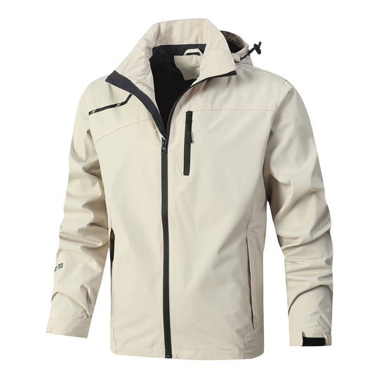 Herren Atmungsaktive wasserdichte Softshelljacke mit nahtversiegelter Membran und verstaubarer Kapuze Nord Taschen