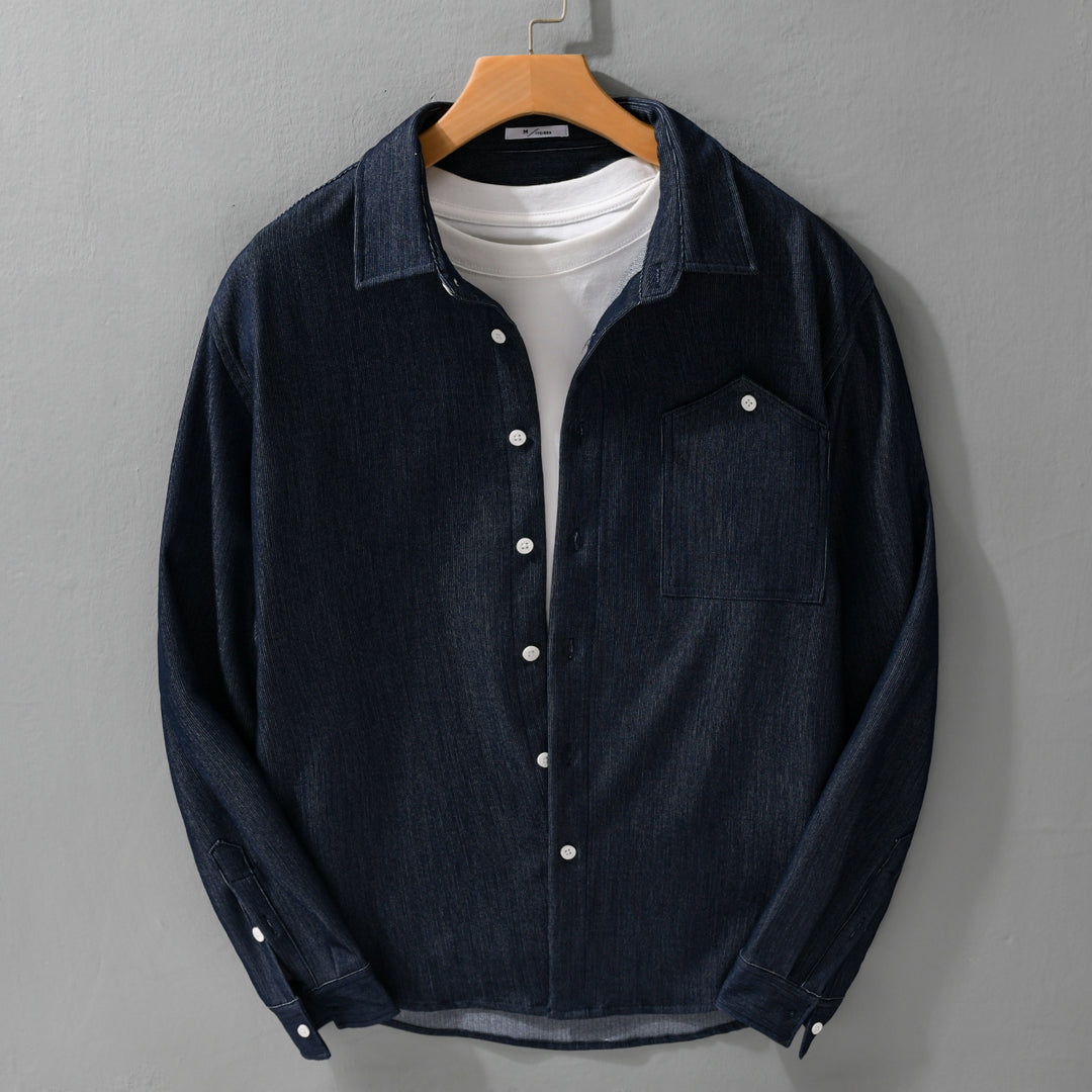 Herren Denim-Overshirt im Hemdjackenstil mit Brusttasche und durchgehender Knopfleiste Nord Taschen