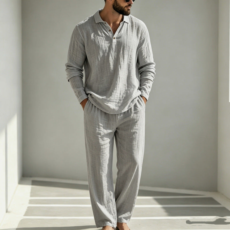 Herren Lässiger Leinen Pyjama Nord Taschen