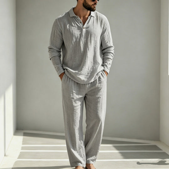 Herren Lässiger Leinen Pyjama Nord Taschen