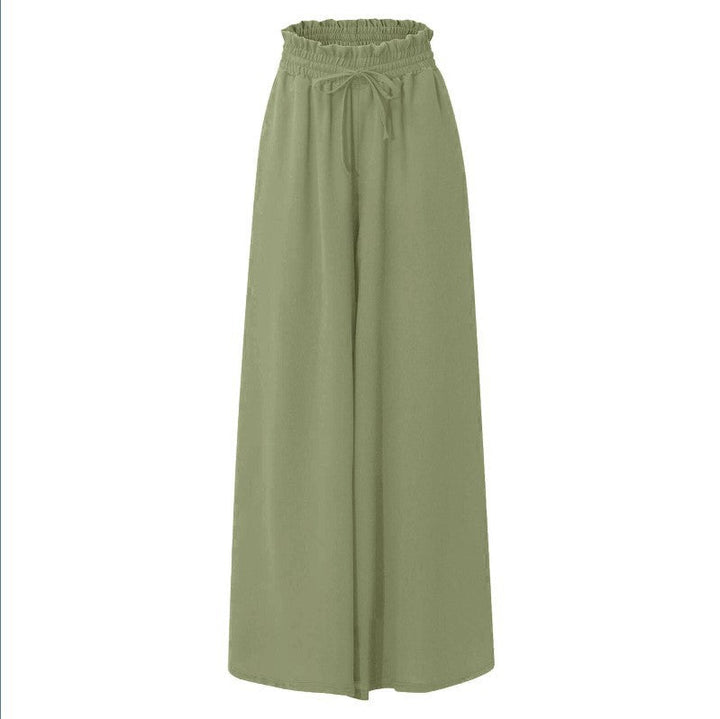 Damen Weite Leinenhose mit Gummizug und Seitentaschen