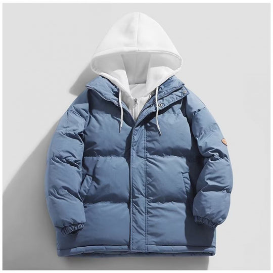 Herren Gepolsterte Winter-Steppjacke mit zweilagiger Kapuze und elastischen Bündchen Nord Taschen