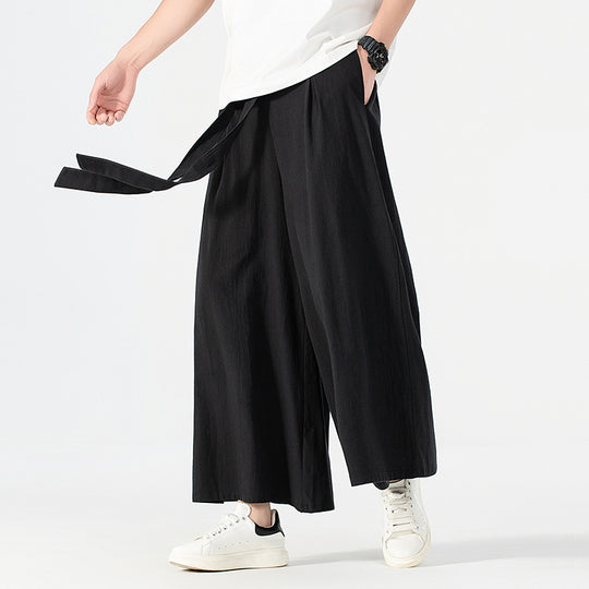 Damen Culotte-Style Hosenrock mit weitem Bein und Bindegürtel Nord Taschen
