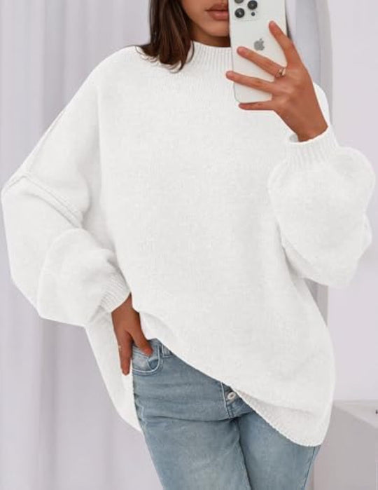 Damen Weicher Oversized Pullover Nord Taschen