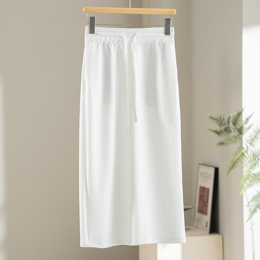 Damen Jersey-Midirock mit elastischem Tunnelzugbund und geradem Fall Nord Taschen