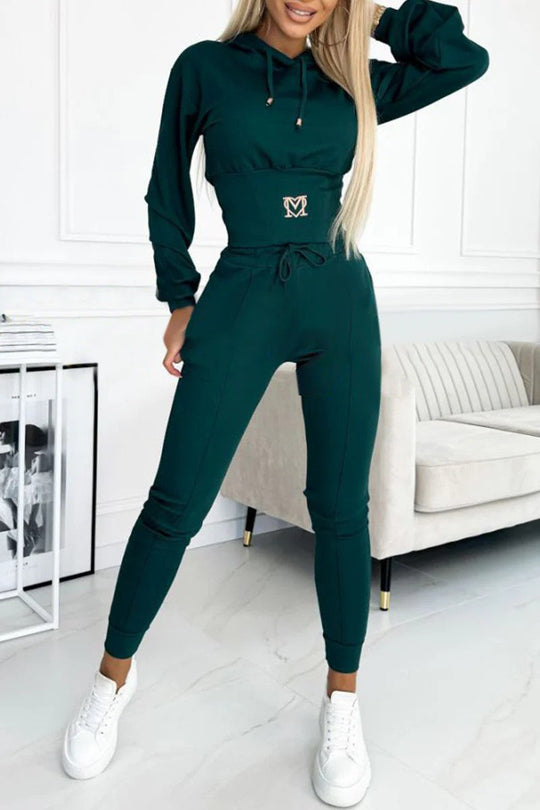 Damen Sportliches Jumpsuit-Set mit Kapuze und elastischem Bund - Vittorelli