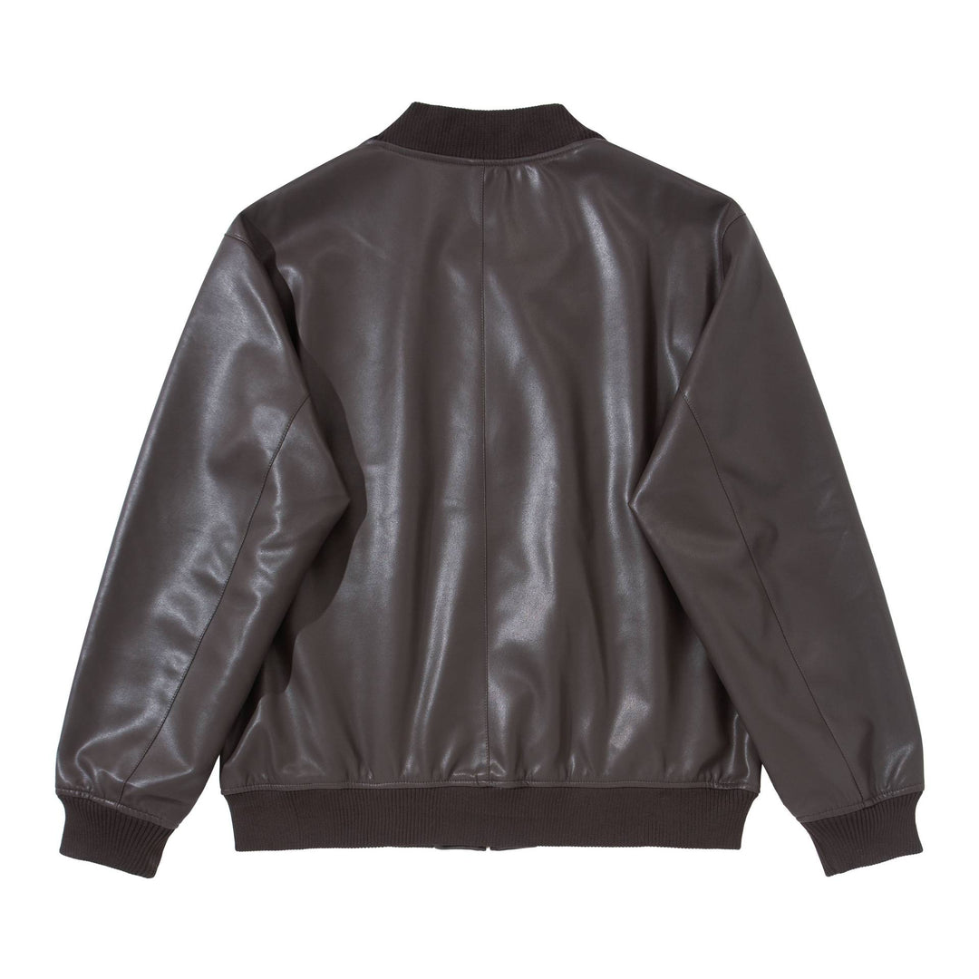 Herren Glattleder‑Bomberjacke mit nahtverdeckter Front und elastischen Rippenbündchen Nord Taschen
