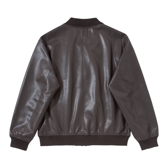 Herren Glattleder‑Bomberjacke mit nahtverdeckter Front und elastischen Rippenbündchen Nord Taschen