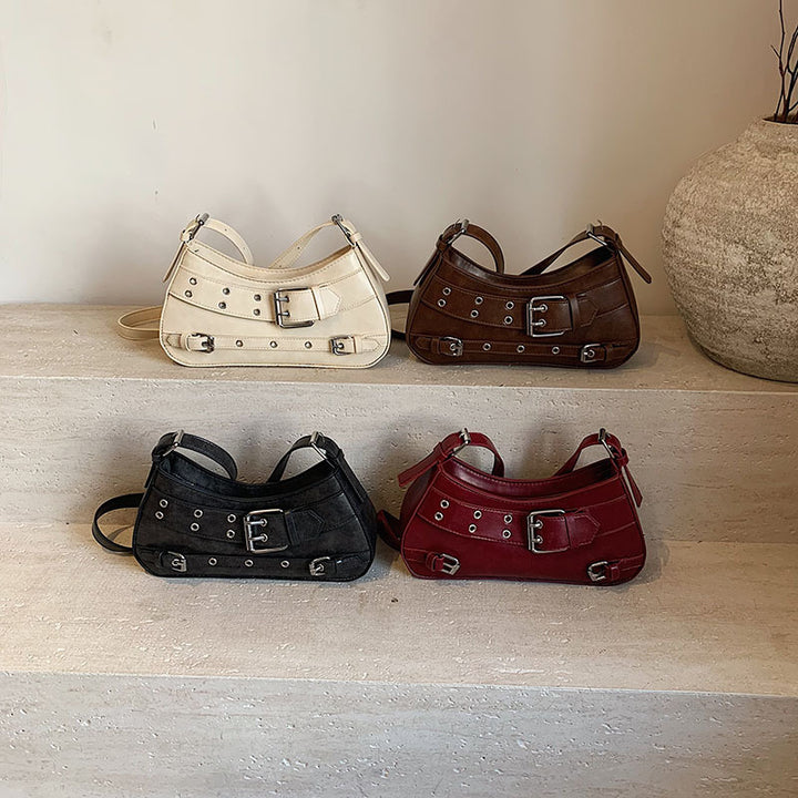 Damen Handtasche mit verstellbarem Trageriemen und dekorativen Schnallen Nord Taschen