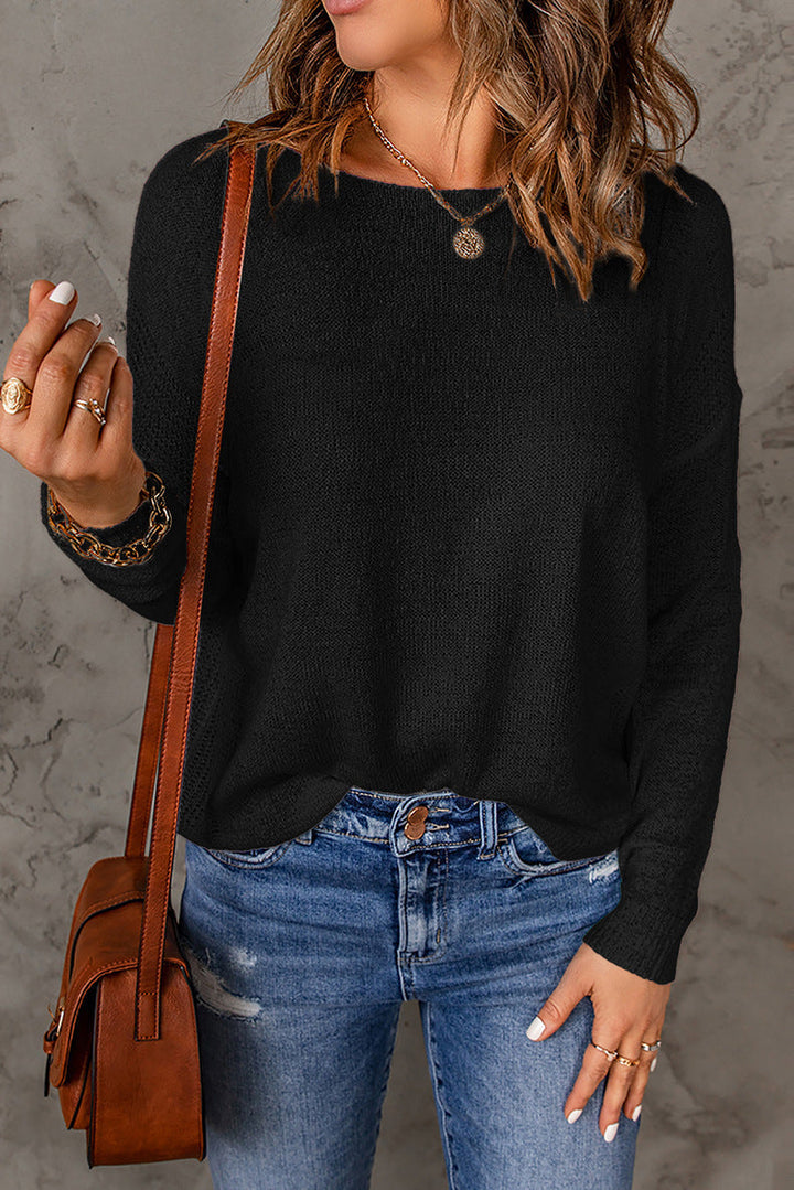 Damen lässiger Feinstrickpullover mit weitem Schnitt und langen Ärmeln
