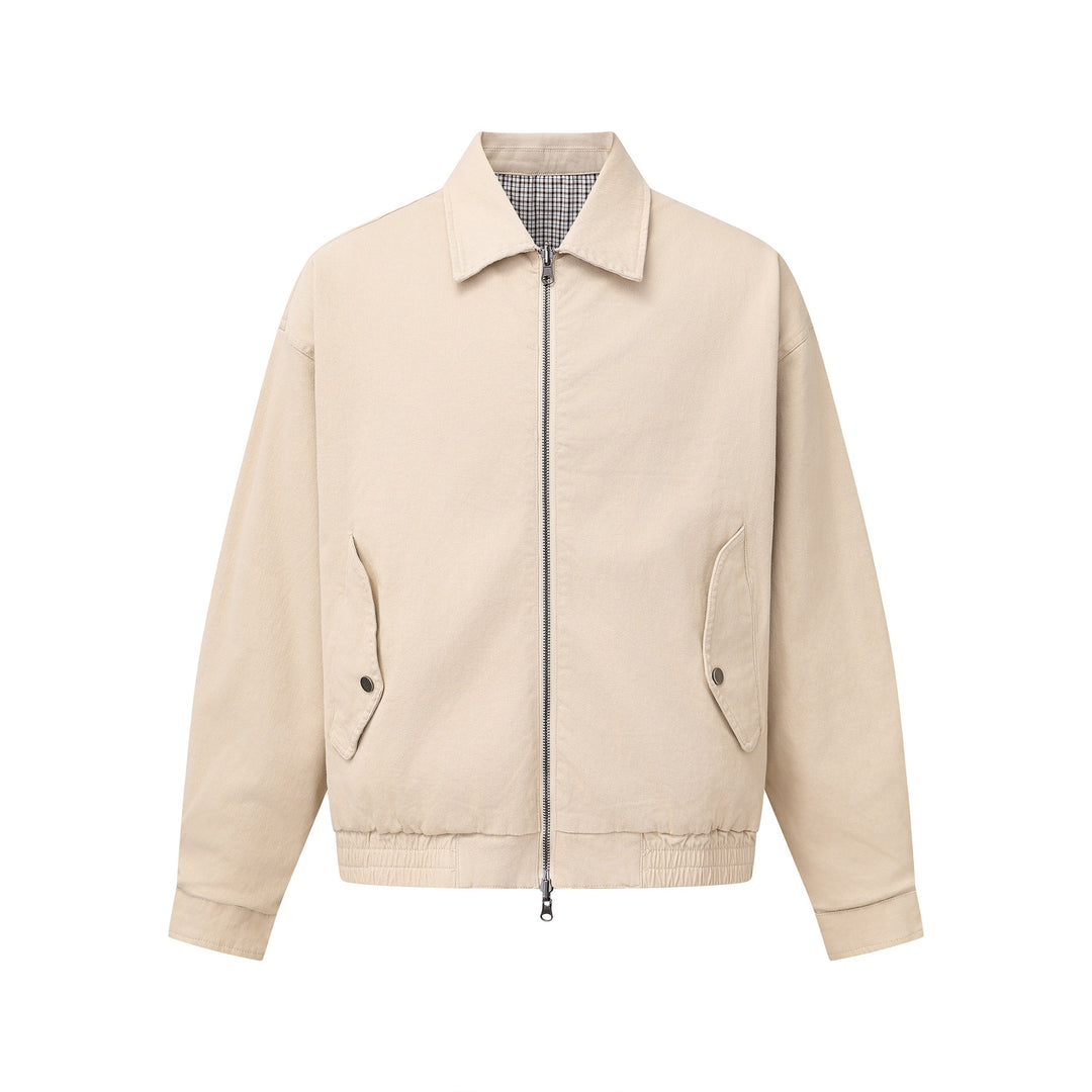 Herren Boxy-Canvas-Blousonjacke mit Reißverschluss, Pattentaschen und elastischem Saum Nord Taschen