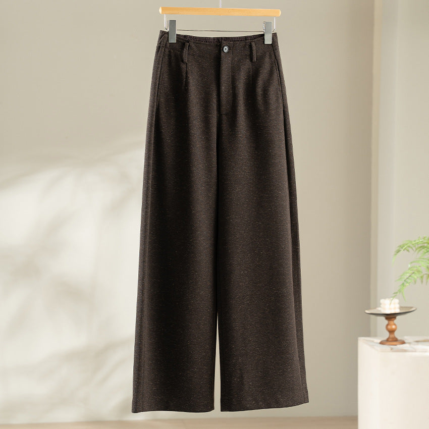 Damen Elegante hochtaillierte Wollblend-Palazzohose mit Bundfalten und geradem Bein Nord Taschen