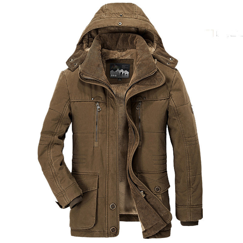 Herren robuster Canvas-Fieldparka mit Cord-Kragen, Zipfront und Multifunktionstaschen Nord Taschen