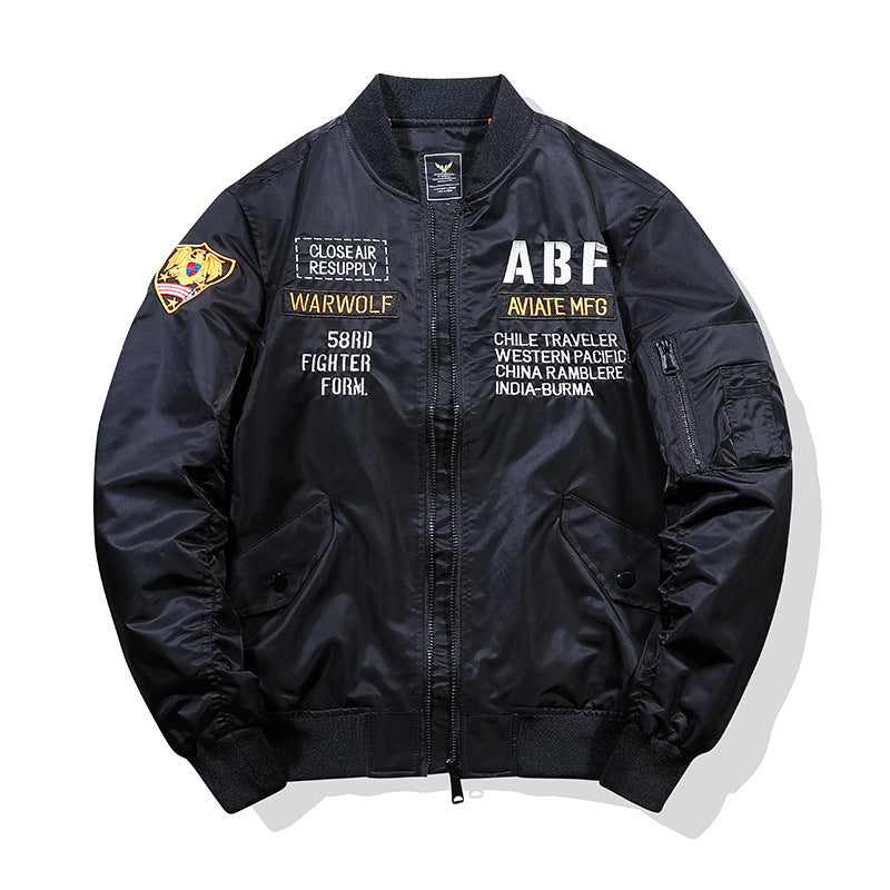 Herren Piloten-Bomberjacke im Vintage-Militärstil mit Stickpatches und Utility-Ärmeltasche Nord Taschen