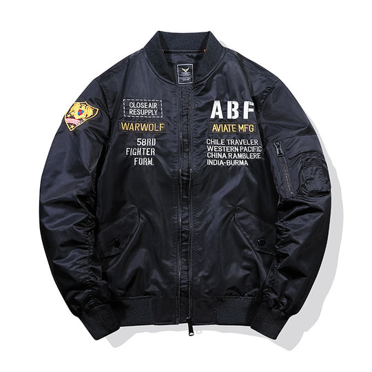 Herren Piloten-Bomberjacke im Vintage-Militärstil mit Stickpatches und Utility-Ärmeltasche Nord Taschen