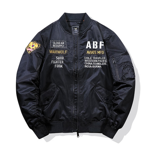 Herren Piloten-Bomberjacke im Vintage-Militärstil mit Stickpatches und Utility-Ärmeltasche Nord Taschen