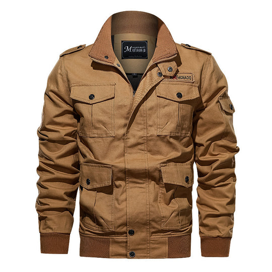 Herren robuste Canvas-Fliegerjacke im Utility-Fieldstil mit Schulterpatten und Mehrfachtaschen Nord Taschen
