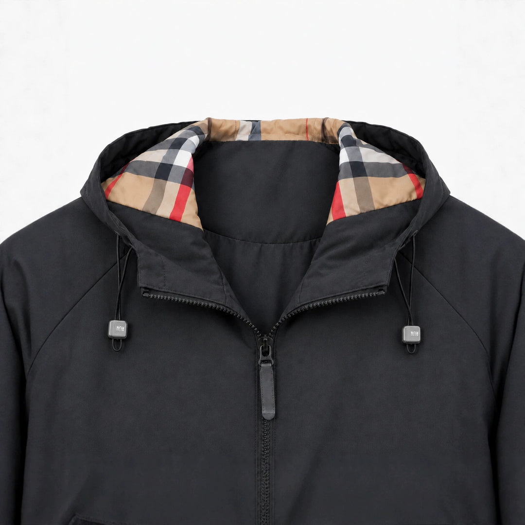 Herren leichte winddichte Softshell‑Kapuzenjacke mit kariert gefütterter Kapuze Nord Taschen