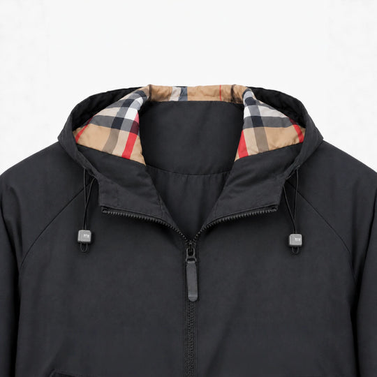 Herren leichte winddichte Softshell‑Kapuzenjacke mit kariert gefütterter Kapuze Nord Taschen