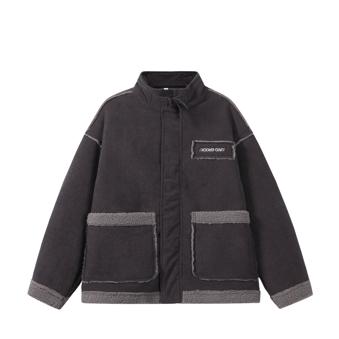 Unisex Kurz geschnittener Cordblouson mit Teddybesatz und Funnelkragen Nord Taschen