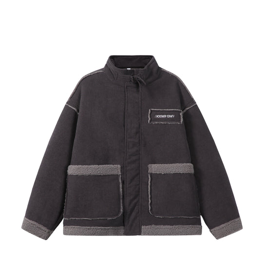 Unisex Kurz geschnittener Cordblouson mit Teddybesatz und Funnelkragen Nord Taschen