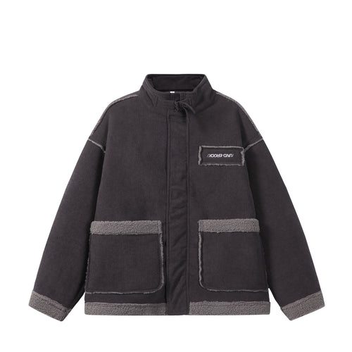 Unisex Kurz geschnittener Cordblouson mit Teddybesatz und Funnelkragen Nord Taschen