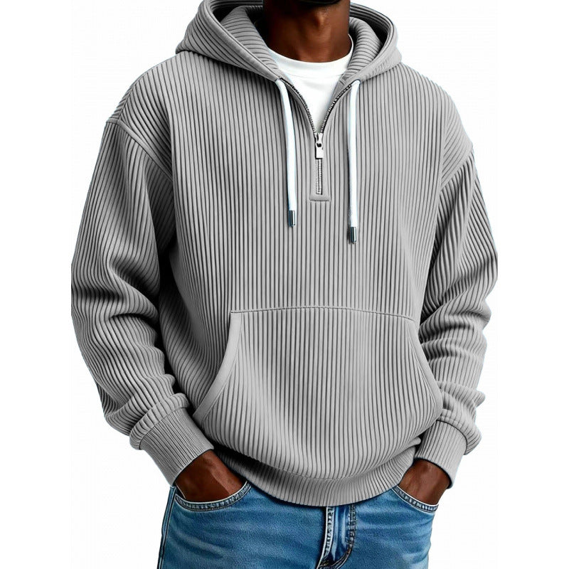 Herren Modischer Kapuzenpullover mit Reißverschluss und Rippstruktur Nord Taschen