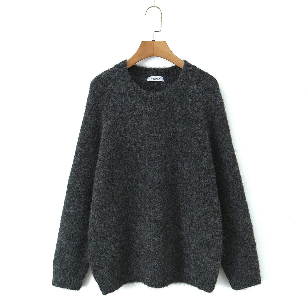 Damen Oversize Mohair‑Optik Pullover mit Rundhalsausschnitt und Raglanärmeln Nord Taschen