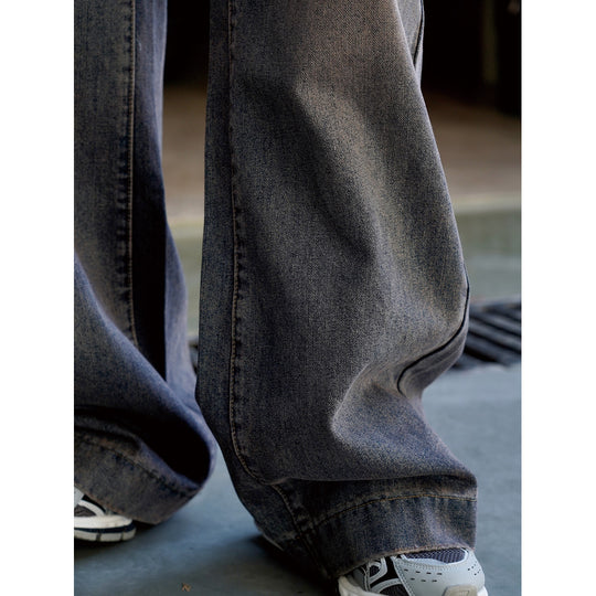 Damen Weite High‑Waist Denim‑Baggy‑Jeans mit extra langem Bein und verwaschener Used‑Optik Nord Taschen