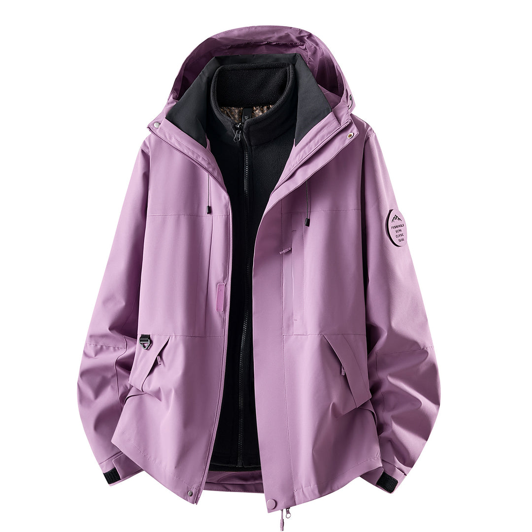 Damen Dreiteilige wasserdichte Outdoorjacke mit abnehmbarem Fleece-Innenlayer Nord Taschen
