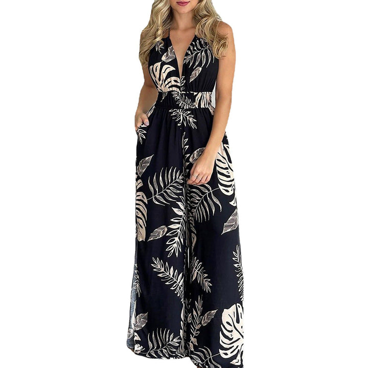 Damen eleganter Jumpsuit mit Spaghettiträgern und hohen Seitenschlitzen