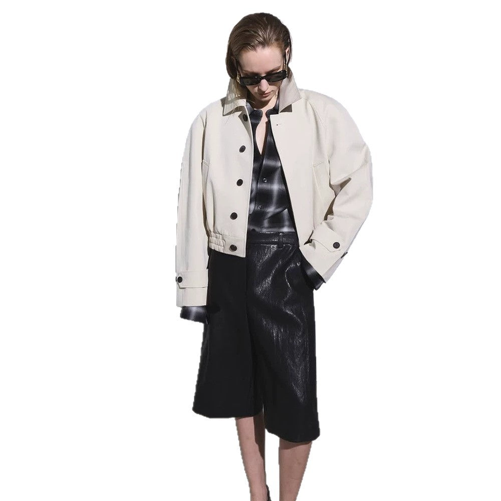 Damen Kurzer Boxy-Blouson mit elastischem Saum und markanten Knopfdetails Nord Taschen